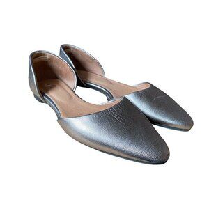 J. Jill - Pewter Metallic D'orsay Leather Flats - Size 9